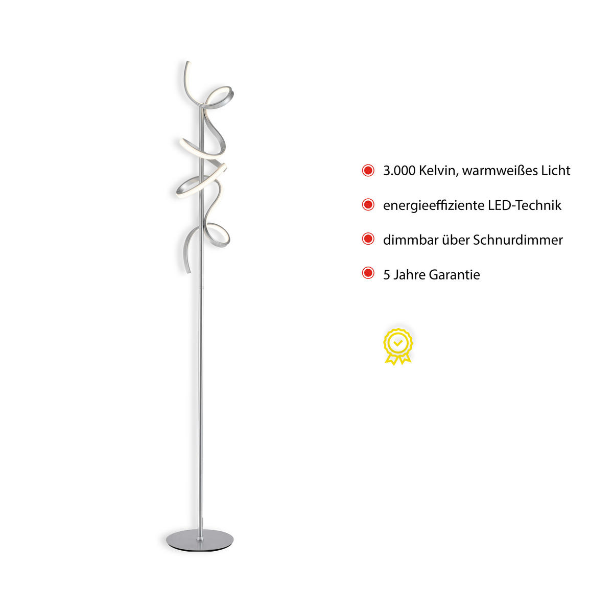 LED ÁLLÓLÁMPA - ezüst, Design, fém (22/22/156cm)