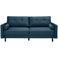 SCHLAFSOFA in Samt Blau  - Blau/Schwarz, KONVENTIONELL, Holz/Textil (220/95/98cm) - Carryhome