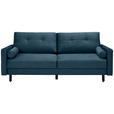 SCHLAFSOFA  in Samt Blau  - Blau/Schwarz, KONVENTIONELL, Holz/Textil (220/95/98cm) - Carryhome