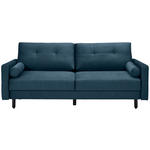 SCHLAFSOFA in Samt Blau  - Blau/Schwarz, KONVENTIONELL, Holz/Textil (220/95/98cm) - Carryhome