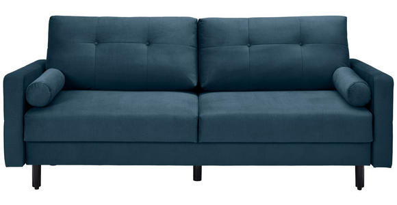 SCHLAFSOFA  in Samt Blau  - Blau/Schwarz, KONVENTIONELL, Holz/Textil (220/95/98cm) - Carryhome