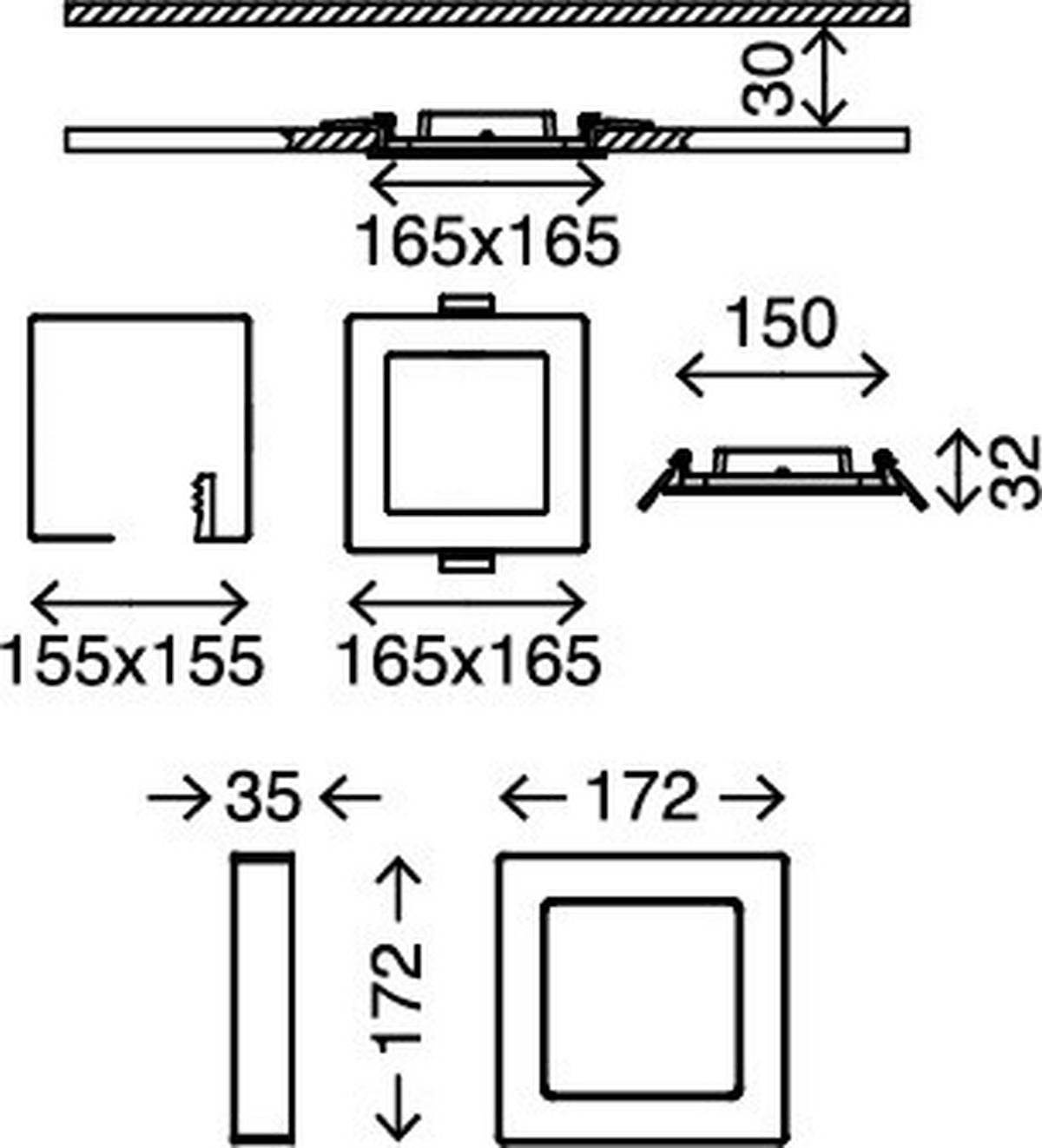 LED SVJETILJKA STROPNA Sky  - boje kroma, Basics, metal/plastika (17,2/17,2/3,5cm)
