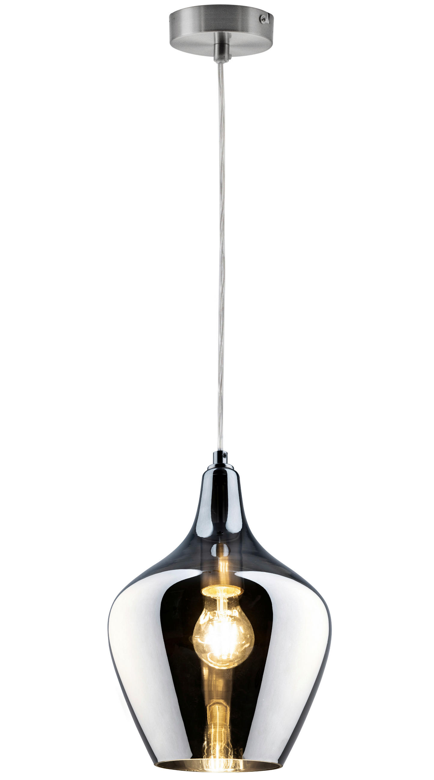 HÄNGELEUCHTE Paso 22/150 cm   - Nickelfarben, Design, Glas/Metall (22/150cm) - Globo