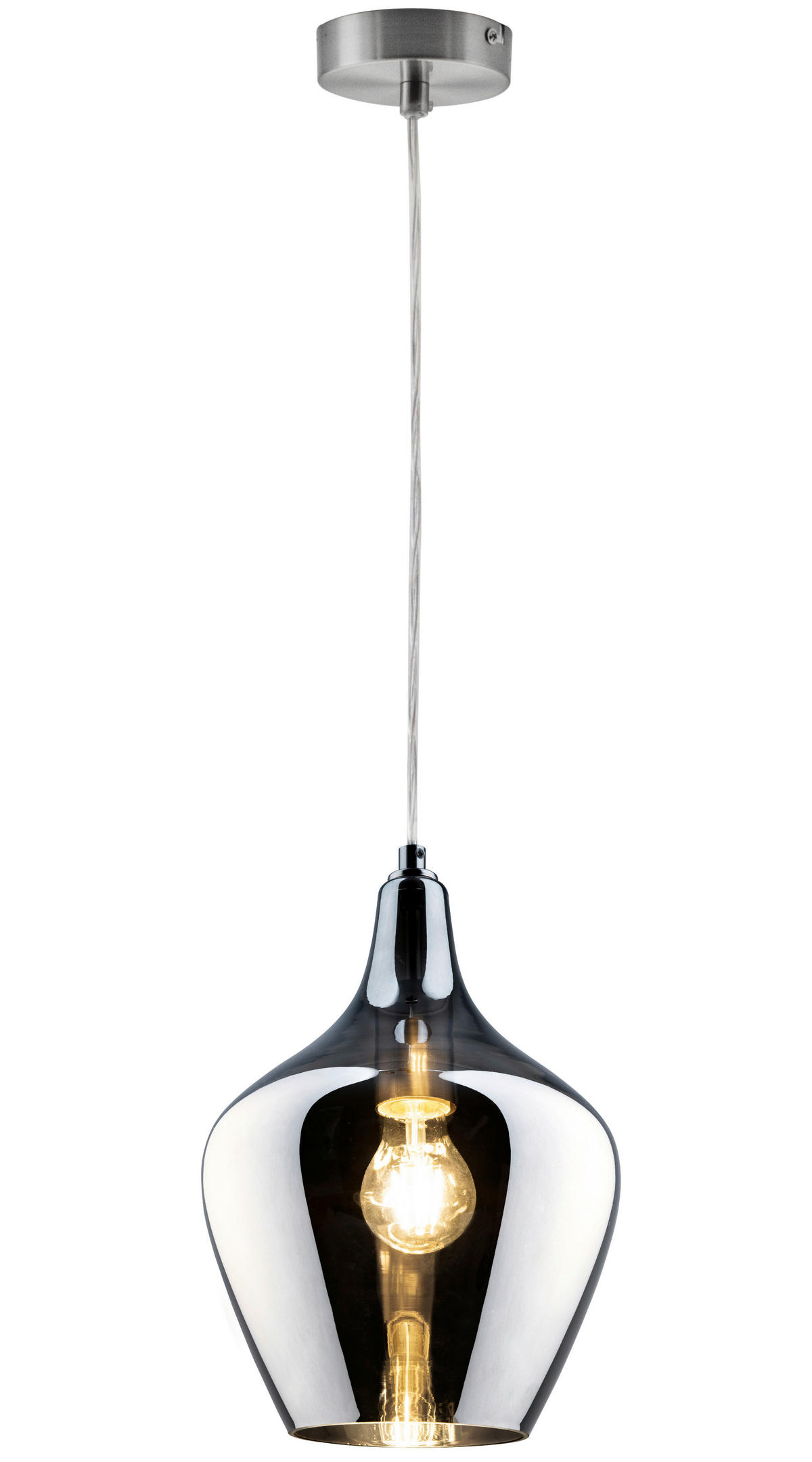 HÄNGELEUCHTE Paso 22/150 cm   - Nickelfarben, Design, Glas/Metall (22/150cm) - Globo
