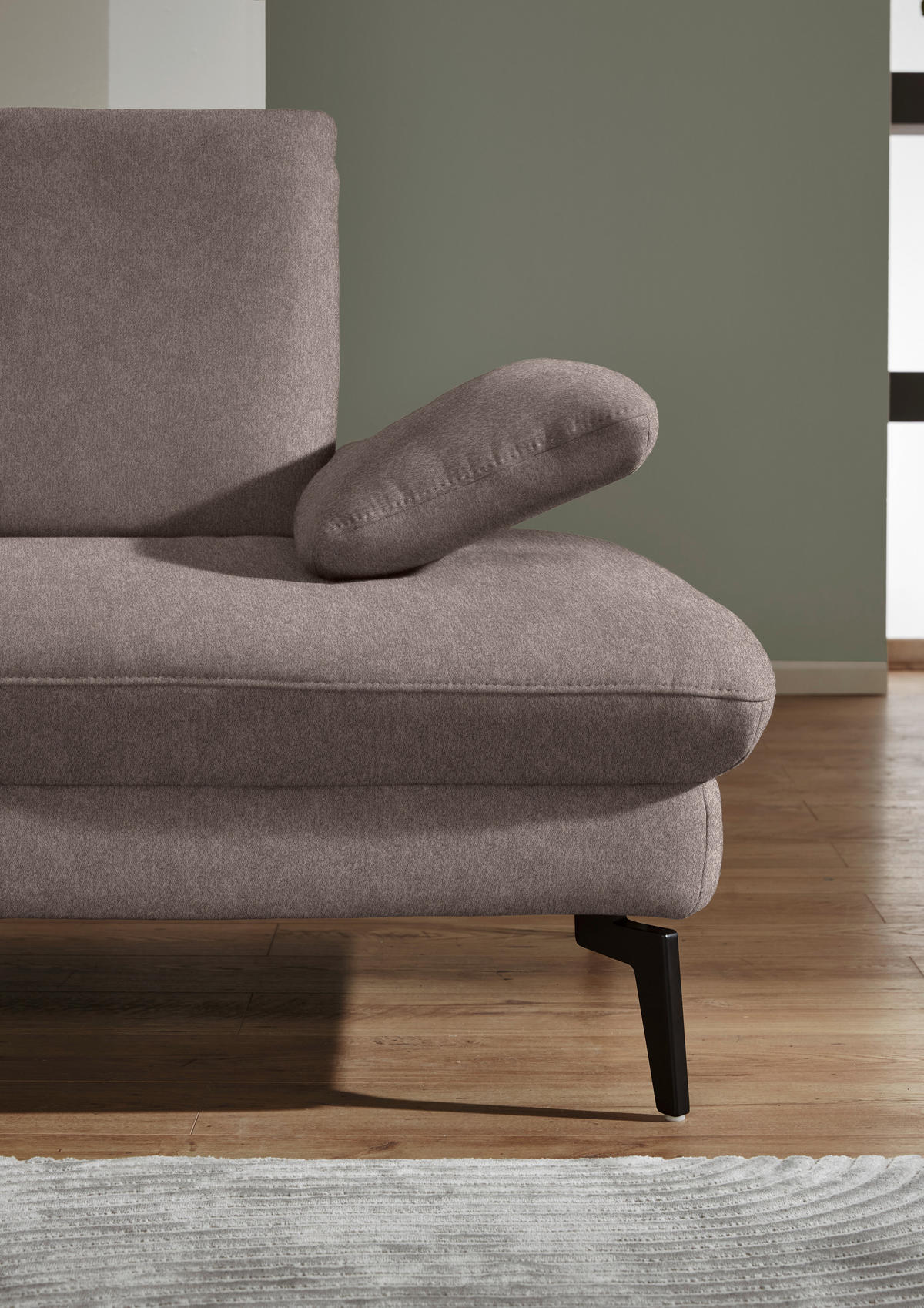 ECKSOFA in Chenille, Mikrofaser Haselnussfarben  - Schwarz/Haselnussfarben, Design, Textil/Metall (157/299cm) - Dieter Knoll