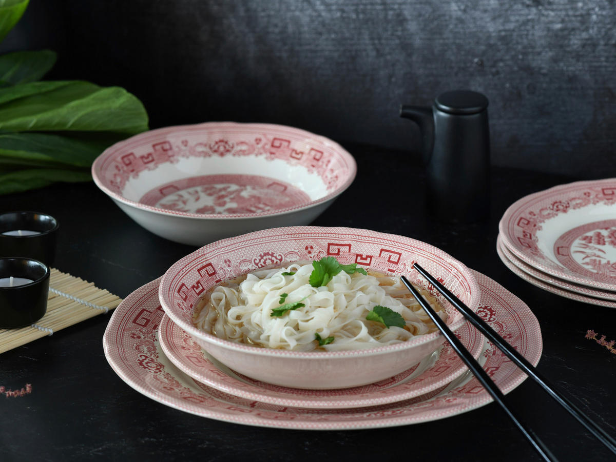 SERVIS China Town 18 delar  - vit/röd, Basics, keramik (31/30/32cm) - Creatable