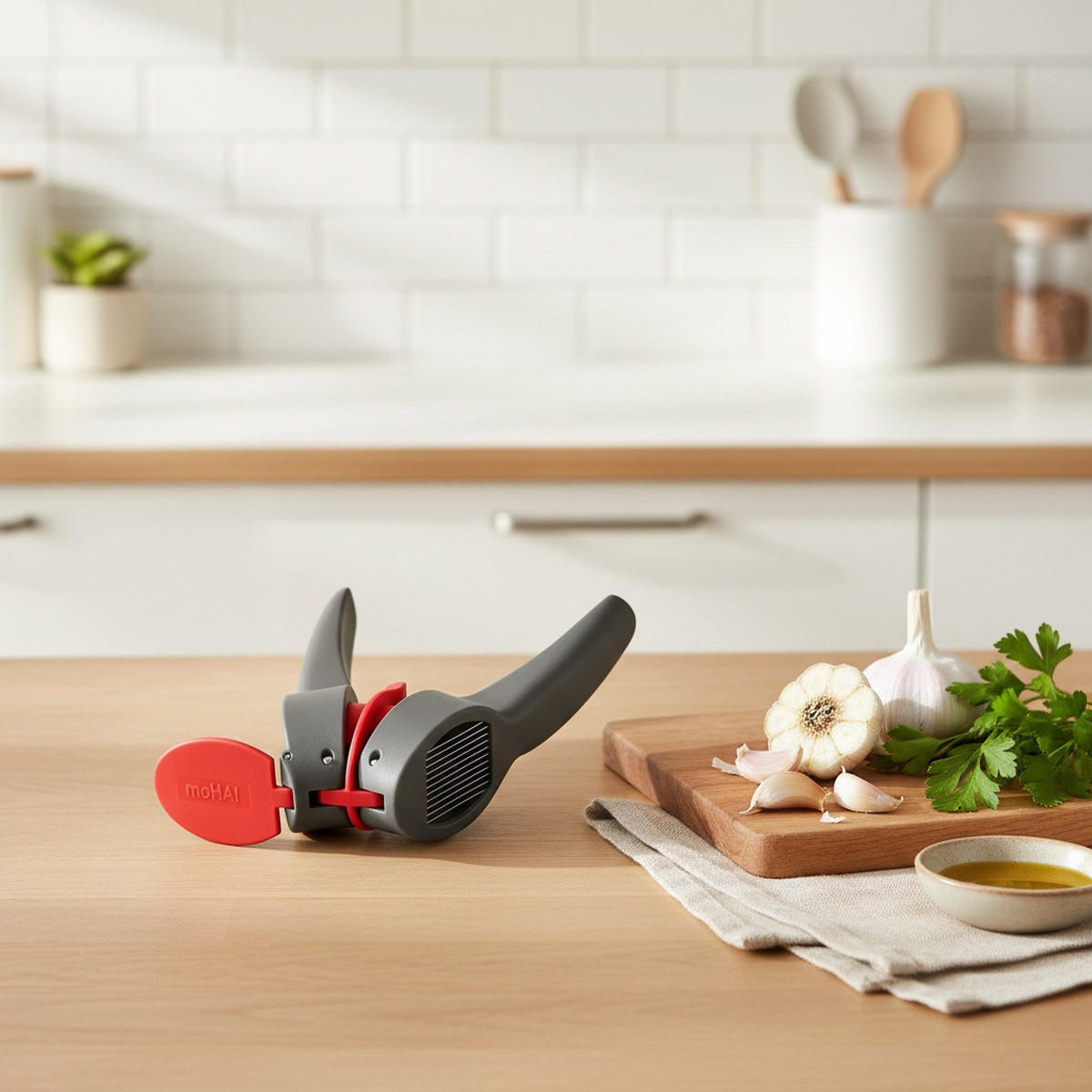 KNOBLAUCHPRESSE - Bordeaux/Anthrazit, Basics, Kunststoff/Metall (6/4/24cm) - moHA!