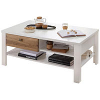 KLUBSKA MIZA, 110/45/65 cm  - barve hrasta/bela, Moderno, kovina/leseni material (110/45/65cm) - Hom`in