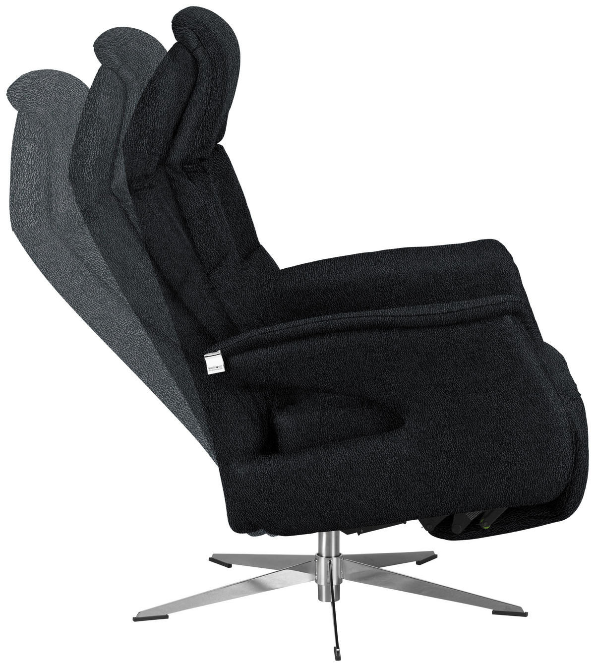RELAXSESSEL in Leder Schwarz  - Chromfarben/Schwarz, Design, Leder/Metall (74/108/86cm) - Welnova