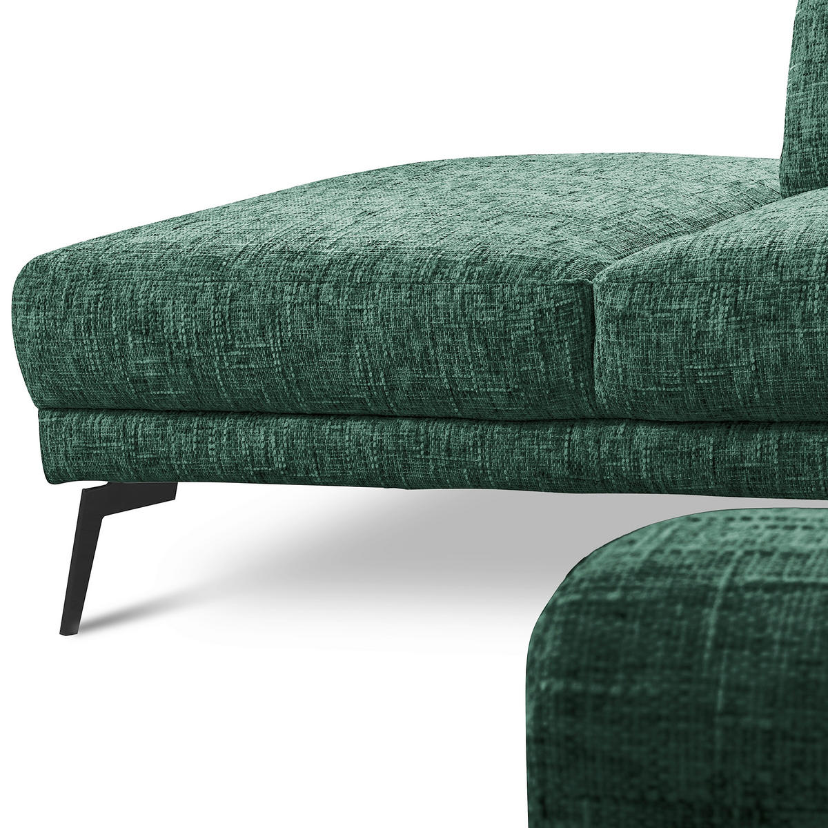 ECKSOFA SPRING Grün Webstoff Zierkissen  - Schwarz/Grün, Design, Textil/Metall (250/273cm) - Livetastic