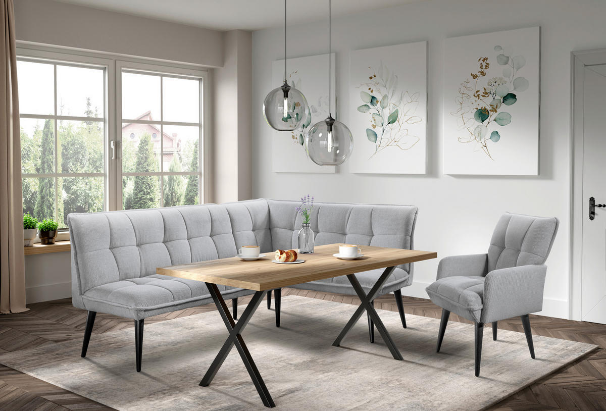 STOLICA S NASLONOM ZA RUKE  srebrne boje  drvo, tekstil, drvni materijal      - srebrne boje/crna, Moderno, drvni materijal/drvo (75/93/57cm) - Livetastic