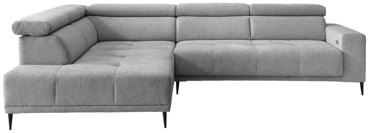 ECKSOFA Chenille Silberfarben  - Silberfarben/Schwarz, Konventionell, Textil/Metall (225/305cm) - Livetastic