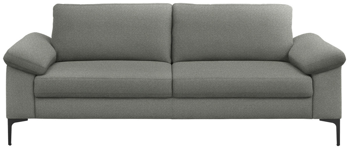 3-SITZER-SOFA in Flachgewebe Graugrün  - Schwarz/Graugrün, Design, Textil/Metall (226/89/97cm) - Pure Home Lifestyle