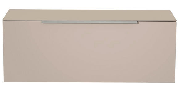 LOWBOARD  in 110/56/45 cm  - Sandfarben/Alufarben, Design, Glas/Holzwerkstoff (110/56/45cm) - Moderano