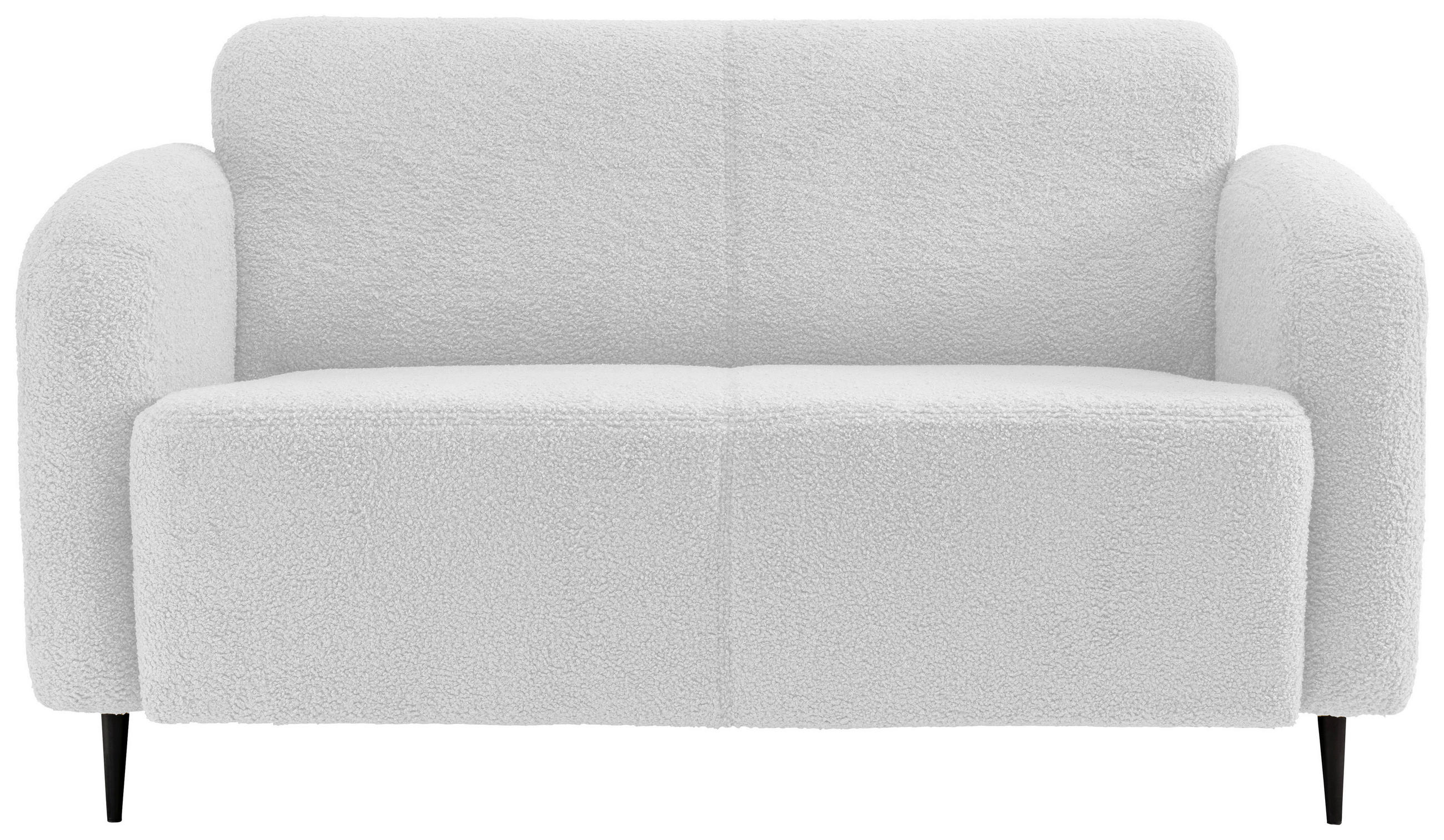 2-SITZER-SOFA in Teddystoff Weiss - Weiss/Schwarz, Modern, Textil/Metall (140/76/90cm) - Livetastic