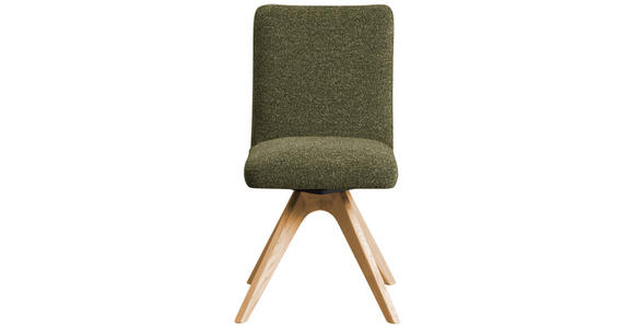 Stuhl drehbar - Eichefarben/Grün, KONVENTIONELL, Holz/Textil (47/89/60cm) - Linea Natura