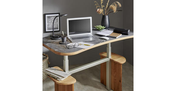 COUCHTISCH in Holz, Metall, Kunststoff 120/70/54(82) cm - Eichefarben/Silberfarben, KONVENTIONELL, Holz/Kunststoff (120/70/54(82)cm) - Venda