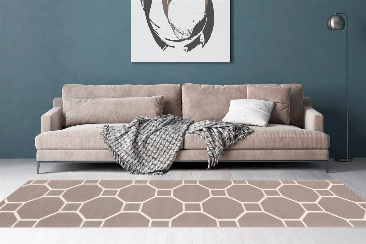 FLACHWEBETEPPICH  Wohnzimmer 80/300 cm Taupe, Elfenbein rechteckig  - Taupe/Elfenbein, Basics, Textil (80/300cm) - Kayoom