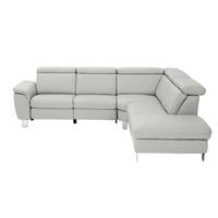 ECKSOFA in Echtleder Hellgrau  - Hellgrau/Alufarben, Design, Leder/Metall (271/239cm) - Cantus