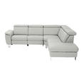 ECKSOFA in Echtleder Hellgrau  - Hellgrau/Alufarben, Design, Leder/Metall (271/242cm) - Cantus