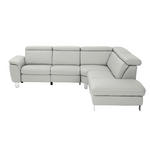 ECKSOFA in Echtleder Hellgrau  - Hellgrau/Alufarben, Design, Leder/Metall (271/242cm) - Cantus