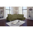 ECKSOFA Olivgrün Chenille Bettkasten, Schlaffunktion, Rücken echt, Kopfteilverstellung, Liegefläche im Originalstoff  - Chromfarben/Olivgrün, KONVENTIONELL, Kunststoff/Textil (260/205cm) - Carryhome