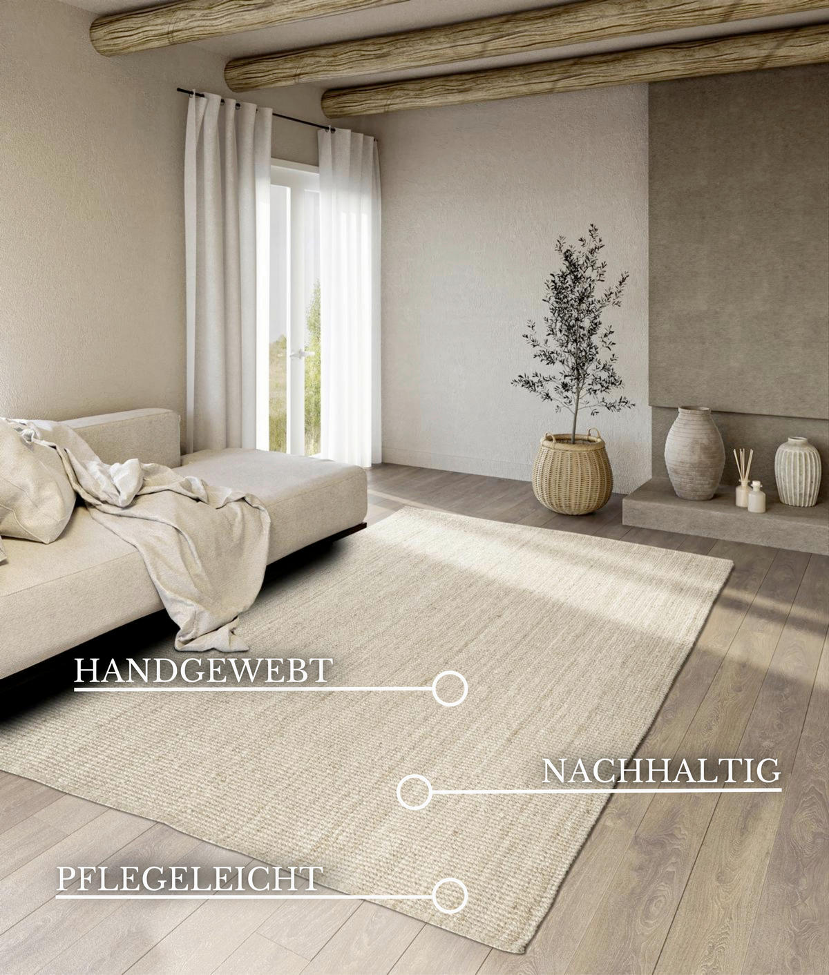 JUTETEPPICH 200/290 cm Kollektion 1791 Creme rechteckig  - Creme, Basics, Textil (200/290cm) - Villeroy & Boch
