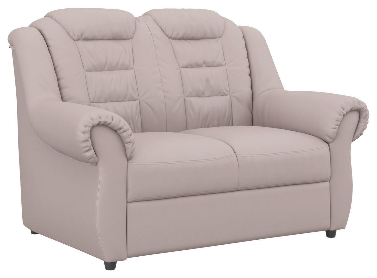 2-SITZER-SOFA in Lederlook Hellgrau  - Hellgrau/Schwarz, Konventionell, Kunststoff/Textil (145/102/101cm) - Livetastic