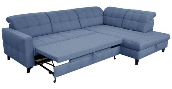 ECKSOFA in Webstoff Blau 297/216 cm - Blau/Schwarz, Design, Holz/Textil (297/216cm) - Xora