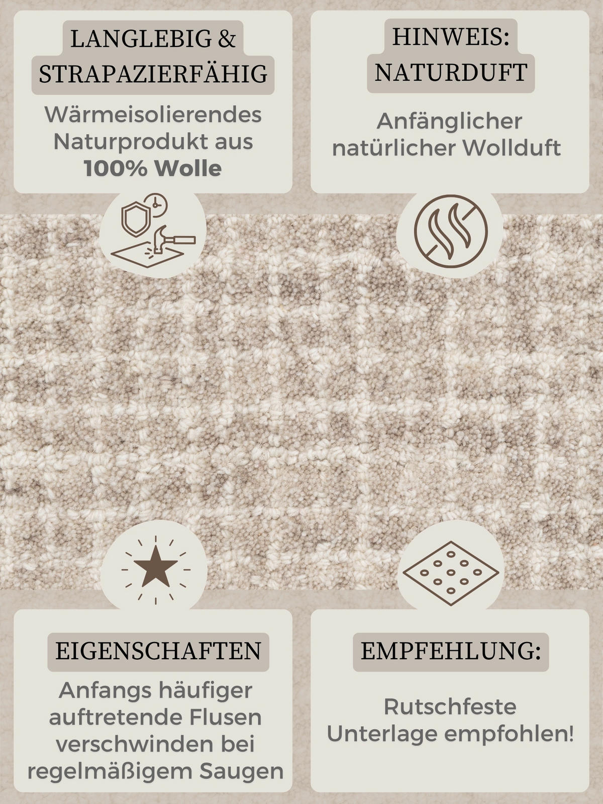 WOLLTEPPICH Wohnzimmer 160 cm Eloise Creme, Grau rund  - Creme/Grau, Basics, Textil (160cm) - Hanse Home