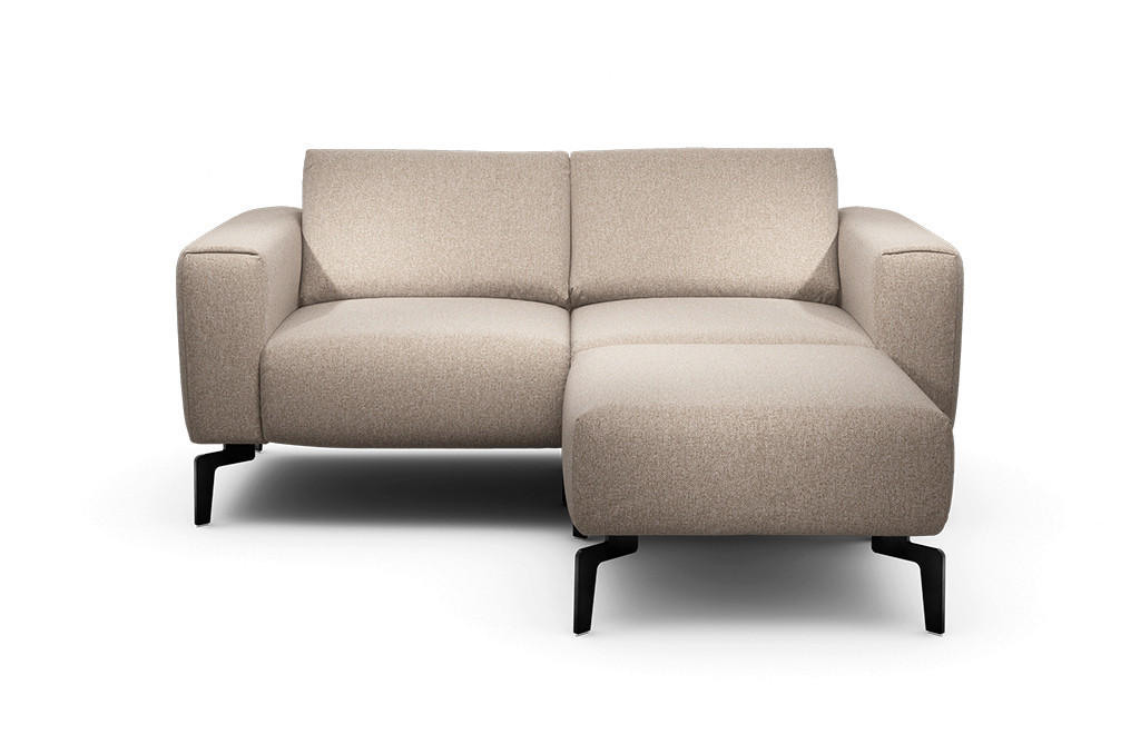Zweisitzer inkl. Hocker Chenille Anthrazit  - Anthrazit/Schwarz, Design, Textil/Metall (180/86/86-94cm) - SENSOO