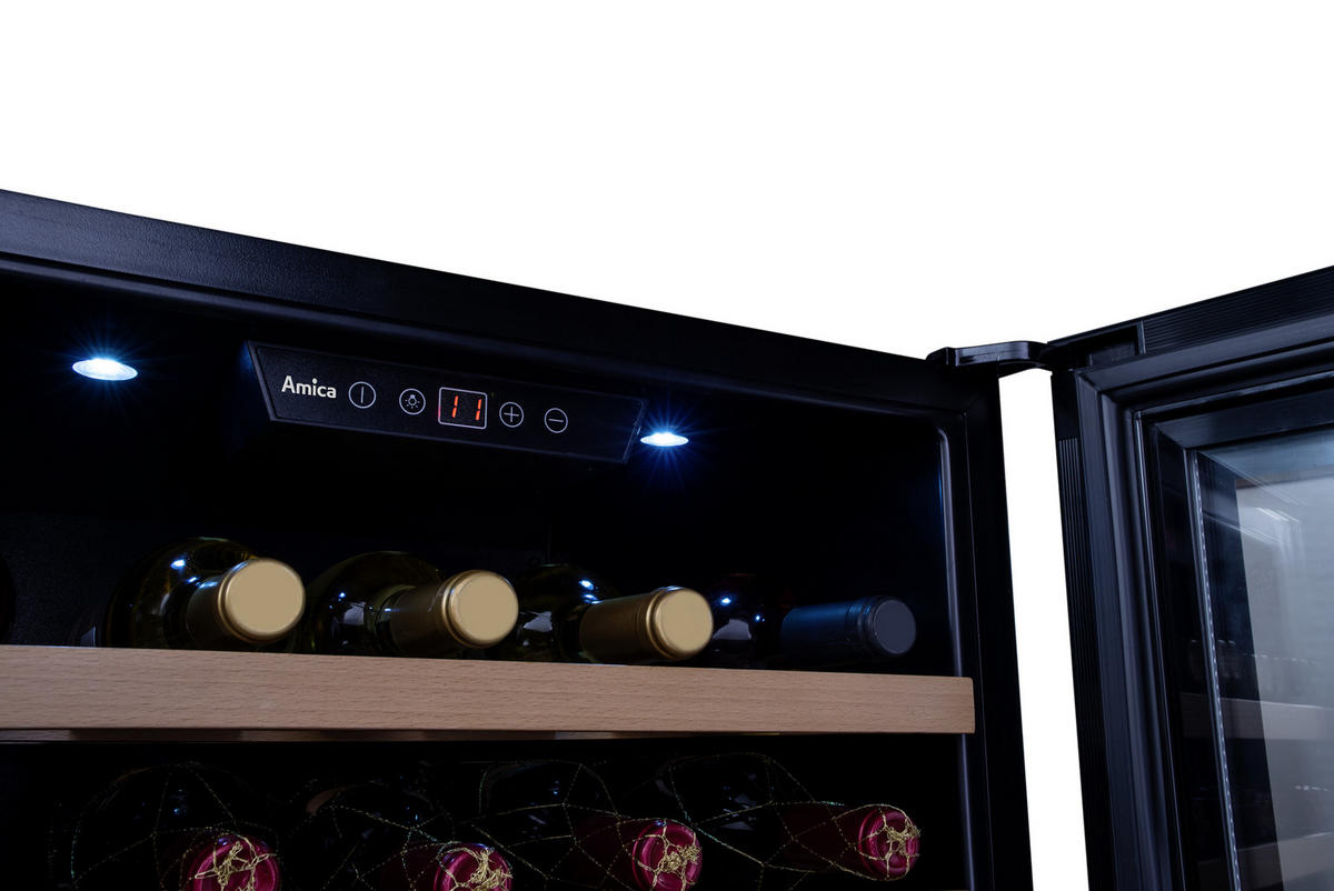 WEINKÜHLSCHRANK WK341210S  - Schwarz, Basics, Glas/Metall (59/59,5/54,5cm) - Amica