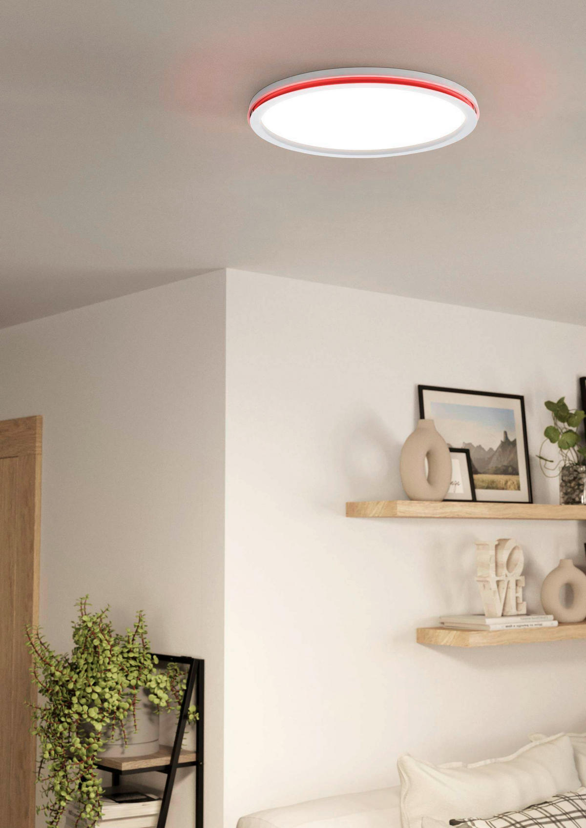 DECKENLEUCHTE  45/5,5 cm    - Weiß, Design, Kunststoff/Metall (45/5,5cm) - Eglo