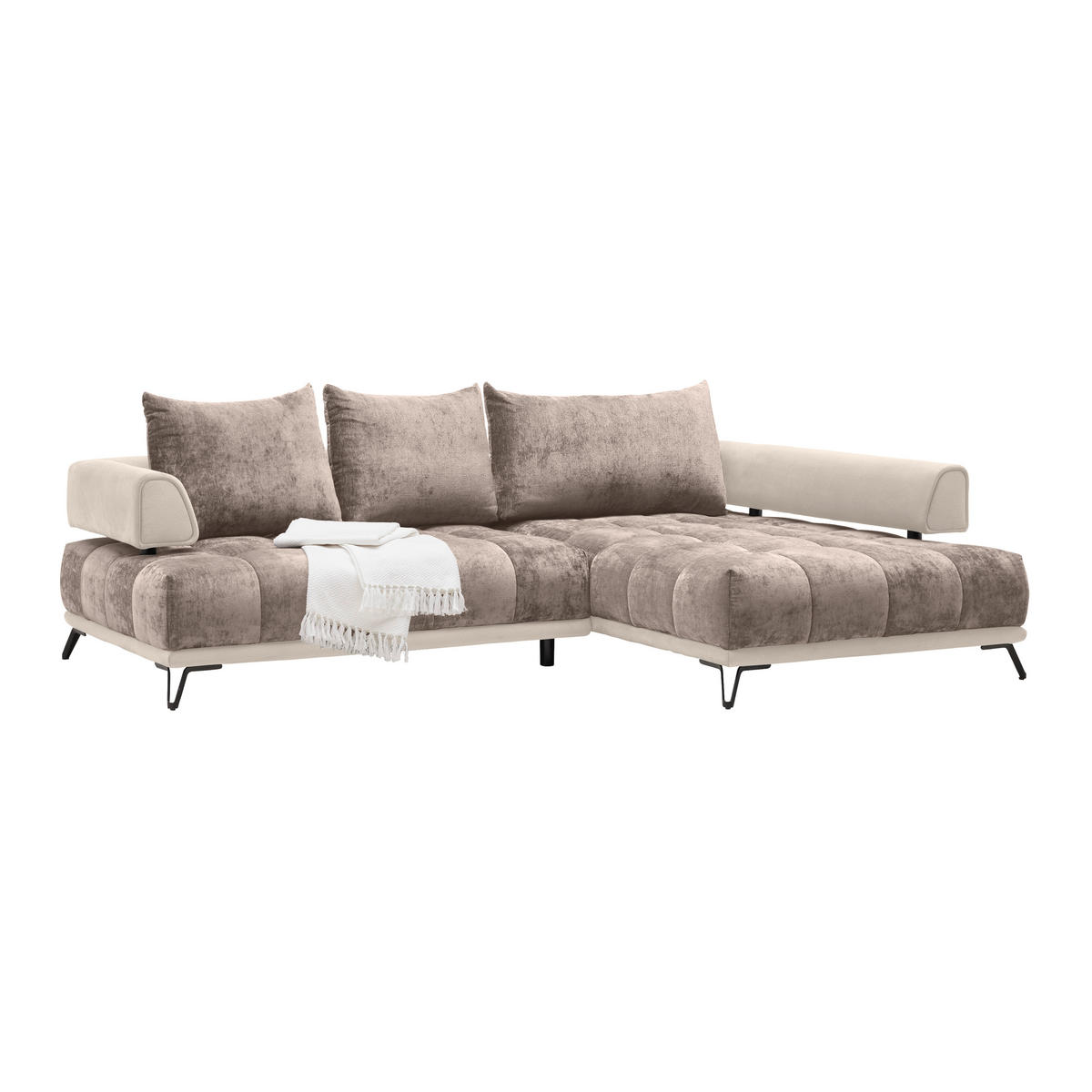 HÖRNSOFFA i cappuccino  - cappuccino/svart, Modern, metall/textil (262/67-87/184cm) - MID.YOU