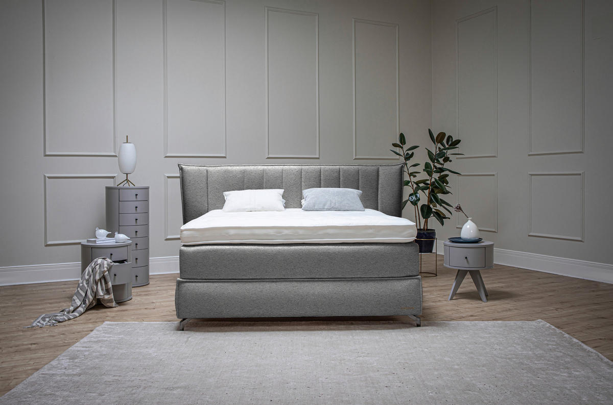 BOXSPRINGBETT 160/200 cm  in Naturfarben  - Schwarz/Naturfarben, KONVENTIONELL, Holz/Textil (160/200cm) - Sjöholm