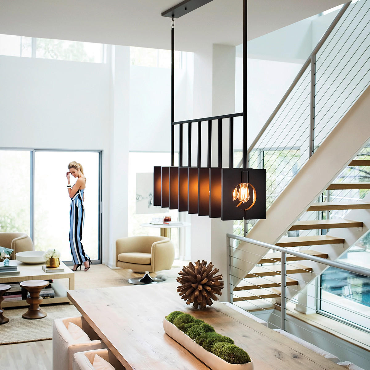 HÄNGLAMPA Elstead Ludlow 94,4/26/66,6 cm  - grafitfärgad, Design, metall (94,4/26/66,6cm) - Elstead Lighting