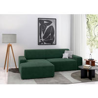 ECKSOFA in Cord Dunkelgrün  - Dunkelgrün/Schwarz, Modern, Kunststoff/Textil (162/246cm) - Trendmanufaktur