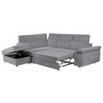 ECKSOFA Grau Flachgewebe  inkl. Bettkasten, Schlaffunktion, Rücken echt, Liegefläche im Originalstoff  - Schwarz/Grau, KONVENTIONELL, Kunststoff/Textil (235/280cm) - Carryhome