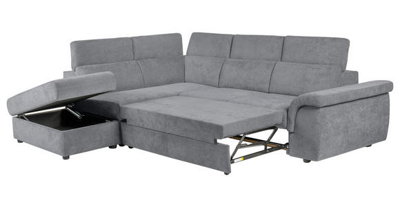 ECKSOFA Grau Flachgewebe  inkl. Bettkasten, Schlaffunktion, Rücken echt, Liegefläche im Originalstoff  - Schwarz/Grau, KONVENTIONELL, Kunststoff/Textil (235/280cm) - Carryhome