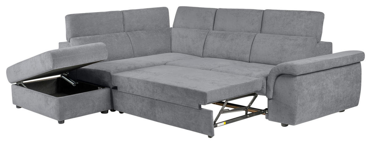 ECKSOFA Grau Flachgewebe  - Schwarz/Grau, KONVENTIONELL, Kunststoff/Textil (235/280cm) - Carryhome