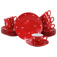 KAFFESERVIS Polka Dots bunt 18 delar  - vit/röd, Basics, keramik - Creatable