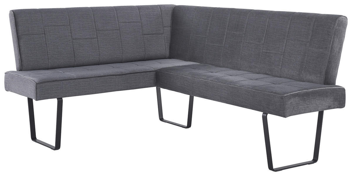 ECKBANK 150/190 cm Samt Dunkelgrau   - Dunkelgrau/Schwarz, KONVENTIONELL, Textil/Metall (150/190cm) - MID.YOU