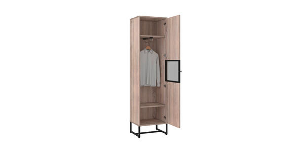 GARDEROBENSCHRANK 50/190/41 cm - Schwarz/Sonoma Eiche, MODERN, Holzwerkstoff/Metall (50/190/41cm) - Novel