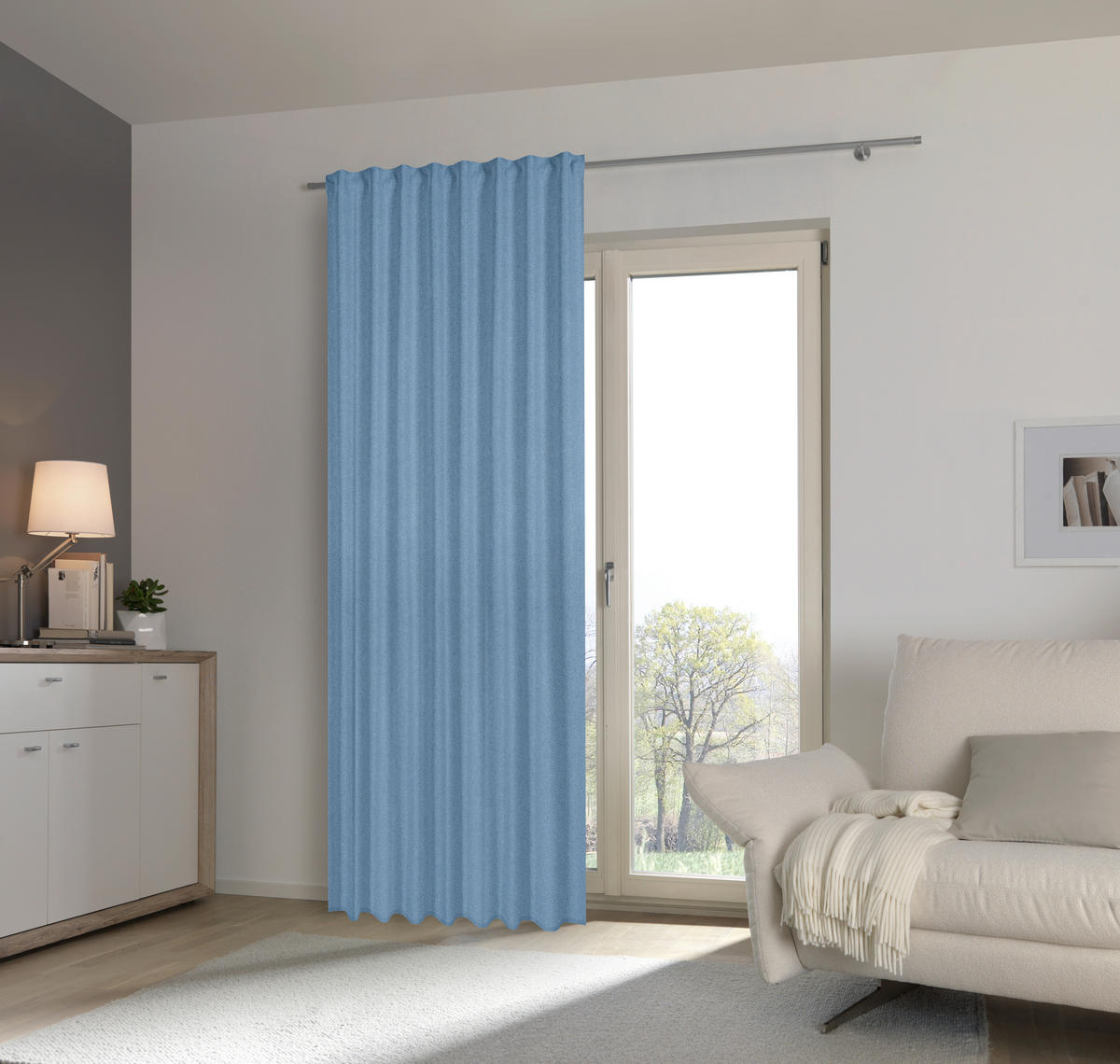 HOTOVÝ ZÁVĚS, zatemnění, 135/300 cm - modrá, Basics, textil (135/300cm) - Esposa