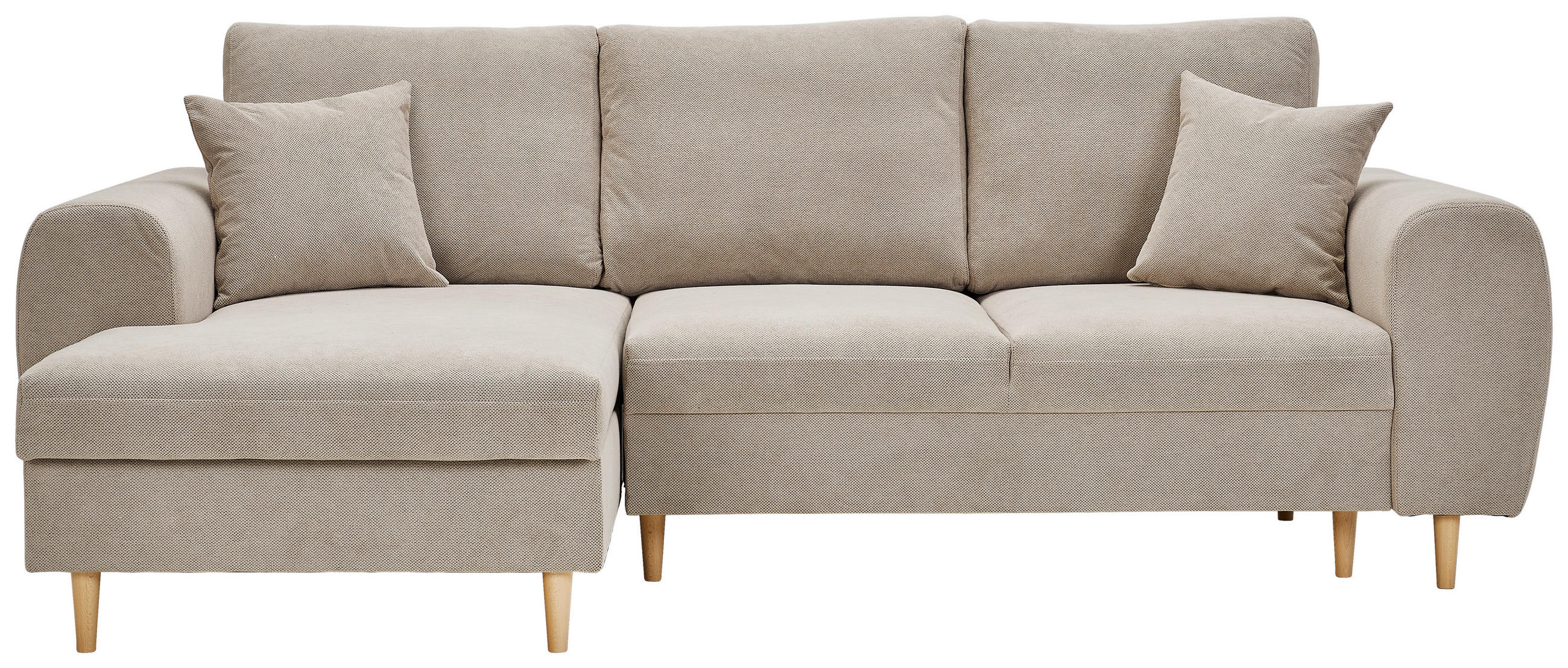ECKSOFA in Webstoff Beige  - Beige/Naturfarben, Konventionell, Holz/Textil (145/250cm) - MID.YOU