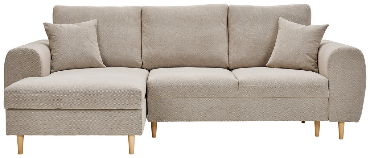 ECKSOFA in Webstoff Beige  - Beige/Naturfarben, Konventionell, Holz/Textil (145/250cm) - MID.YOU