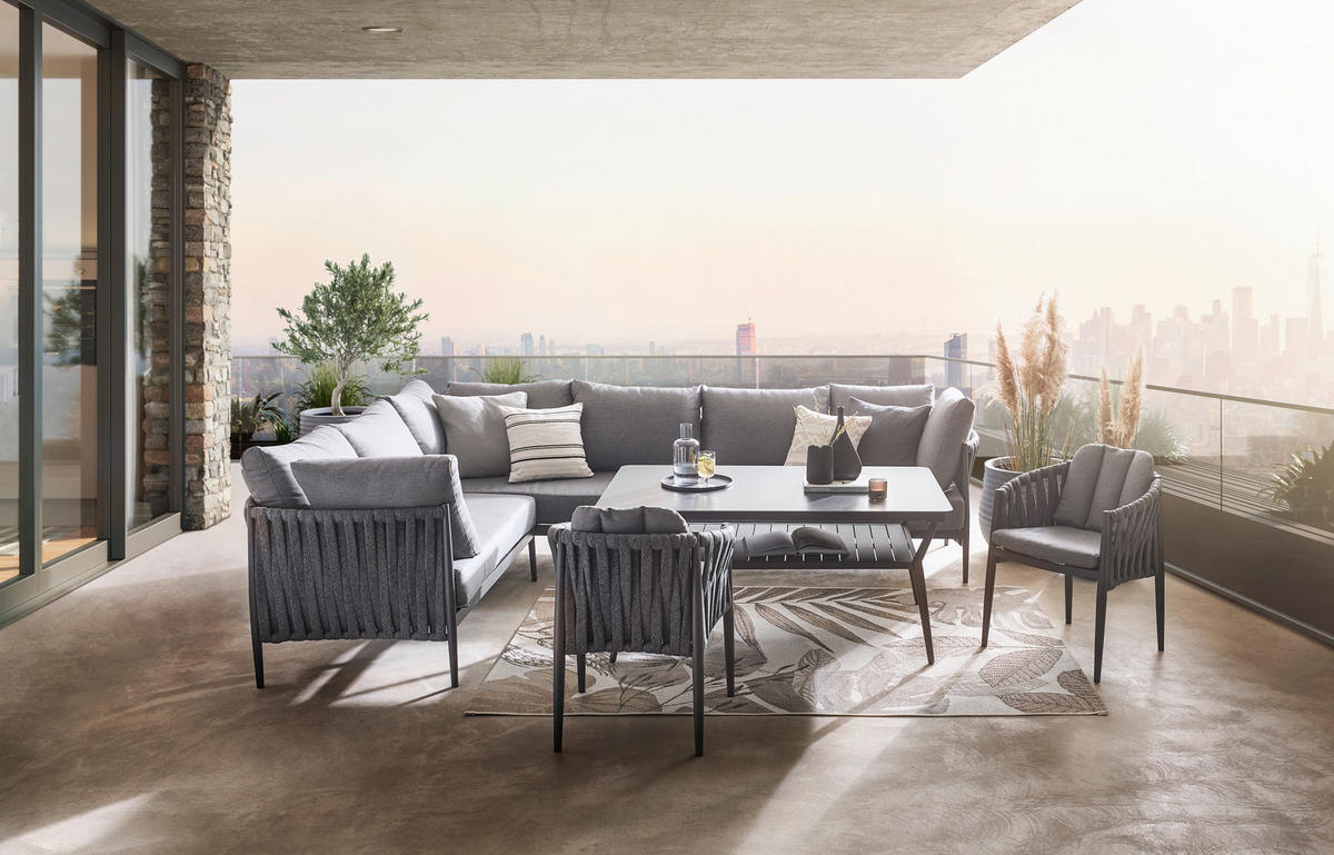 GARTENTISCH 140/90/66 cm Metall, Kunststoff, Keramik rechteckig  - Dunkelgrau/Anthrazit, Design, Keramik/Kunststoff (140/90/66cm) - Amatio