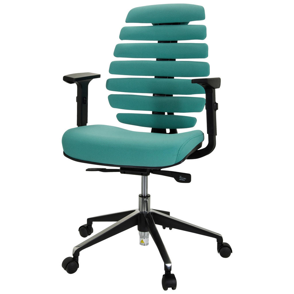 Thumbnail - Mid.you Drehstuhl, Schwarz, Türkis, Kunststoff, Textil, Drehkreuz, 65x115x50 cm, ergonomische Rückenlehne, Arbeitszimmer...