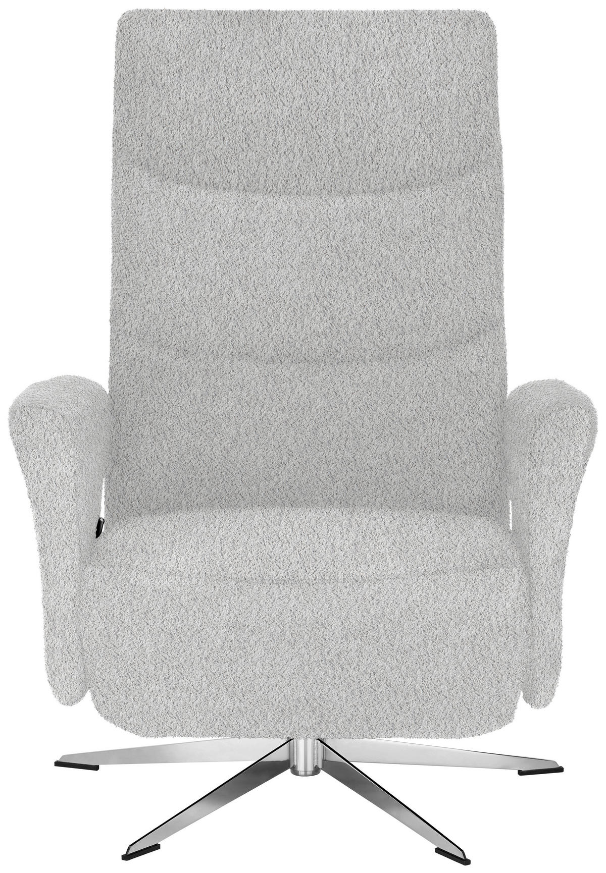 RELAXSESSEL Teddystoff Relaxfunktion, Fußteilverstellung    - Chromfarben/Hellgrau, Design, Textil/Metall (75/106/89cm) - Welnova