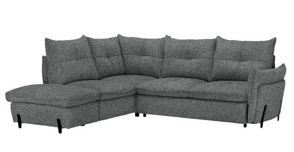 ECKSOFA in Bouclé Graublau  - Graublau/Schwarz, Design, Textil/Metall (220/250cm) - Xora